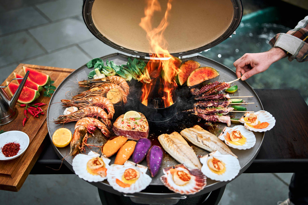 Kamado "Avantgard", Keramikgrill, B 135 cm x H 129 cm, 165 kg, 52 cm Grillrost, inkl. Fahrgestell & Seitentische