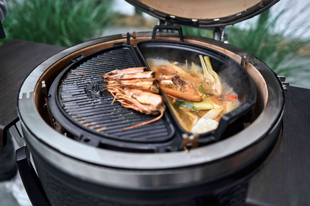 Kamado "Avantgard", Keramikgrill, B 135 cm x H 129 cm, 165 kg, 52 cm Grillrost, inkl. Fahrgestell & Seitentische